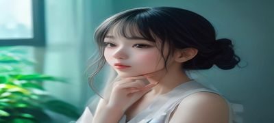 小恶魔气质女主角在昏黄电车车厢内微笑的场景，蓝紫色灯光映照下表情神秘主动，体现电车痴女小恶魔漫画核心角色气质
